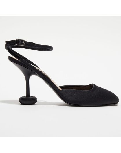 Sandales en Satin Shroom noires - Talon 9 cm